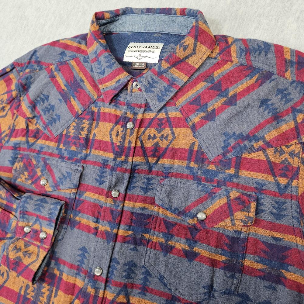 Cody James Shirt Mens 2XL Flannel Pearl Snap Southwest Aztec